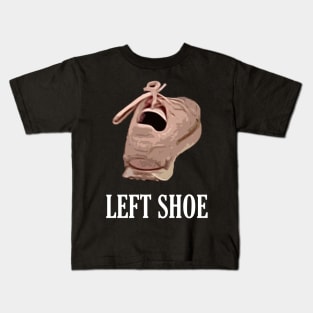 Left Pink Shoe with Mouth Open Meme Kids T-Shirt